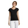 T-shirt Femme Col V Personnalisé Confortable 100% Coton pas cher - MOON Matières : coton Taille textile : M Couleurs : noir prof