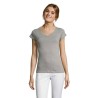 T-shirt Femme Col V Personnalisé Confortable 100% Coton pas cher - MOON Matières : coton Taille textile : XL Couleurs : gris chi