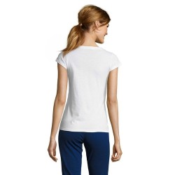 T-shirt Femme Col V Personnalisé Confortable 100% Coton pas cher - MOON Matières : coton Taille textile : S Couleurs : blanc imp