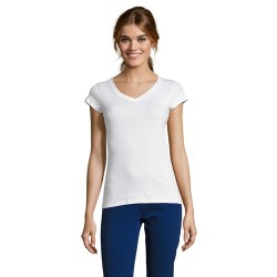 T-shirt Femme Col V Personnalisé Confortable 100% Coton pas cher - MOON Matières : coton Taille textile : XL Couleurs : blanc ca