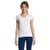 T-shirt Femme Col V Personnalisé Confortable 100% Coton pas cher - MOON Matières : coton Taille textile : XL Couleurs : blanc ca