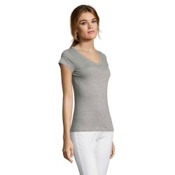 T-shirt Femme Col V Personnalisé Confortable 100% Coton pas cher - MOON Matières : coton Taille textile : 3XL Couleurs : gris ch