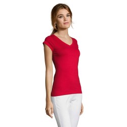 T-shirt Femme Col V Personnalisé Confortable 100% Coton pas cher - MOON Matières : coton Taille textile : 3XL Couleurs : rouge p