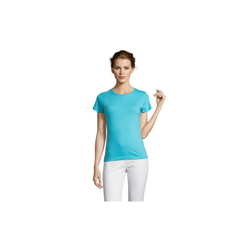Tee-shirt Femme Confortable Personnalisable 150 MISS Matières : coton Taille textile : L Couleurs : bleu atoll impression haute 