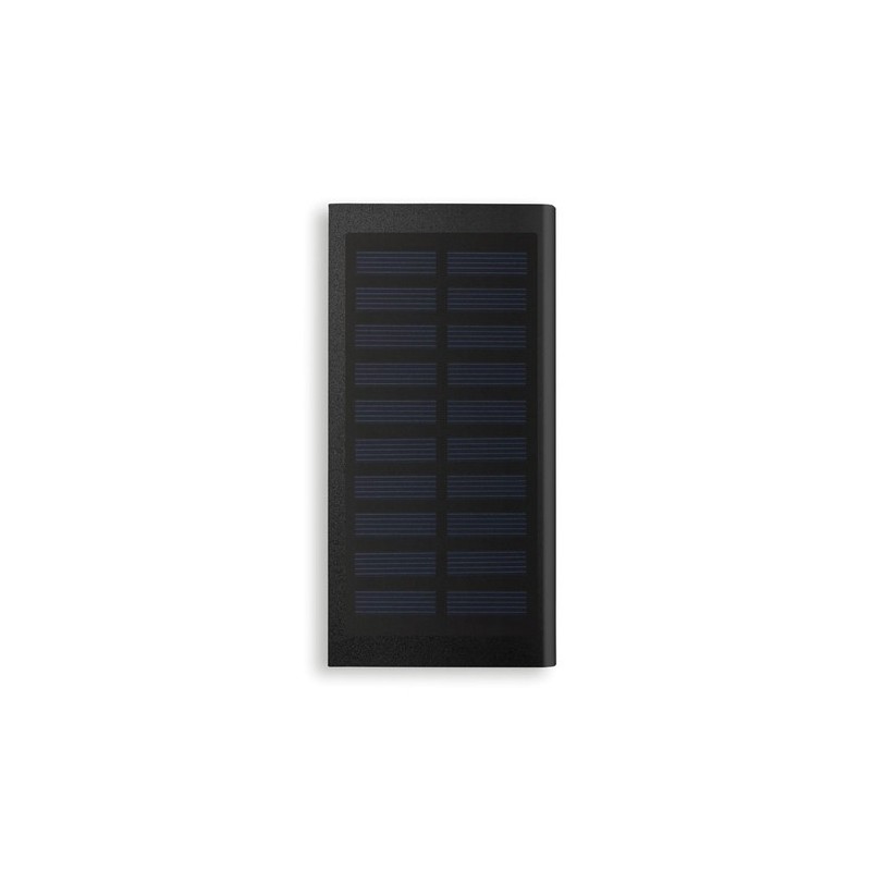 Powerbank solaire personnalisé 8000mAh - SOLAR POWERFLAT Matières : aluminium Couleurs : noir