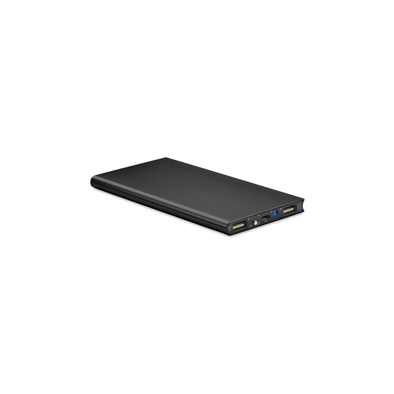 Powerbank solaire personnalisé 8000mAh - SOLAR POWERFLAT Matières : aluminium Couleurs : noir impression haute définition