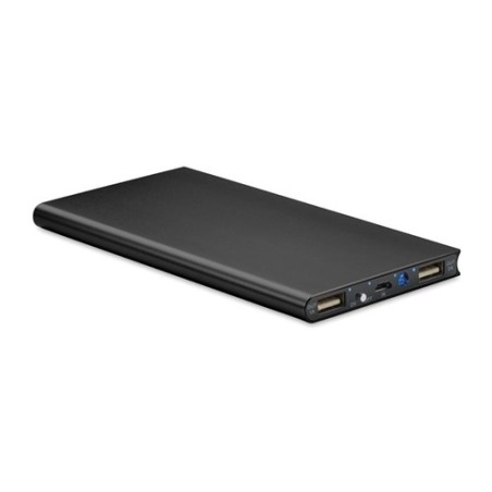 Powerbank solaire personnalisé 8000mAh - SOLAR POWERFLAT Matières : aluminium Couleurs : noir impression haute définition