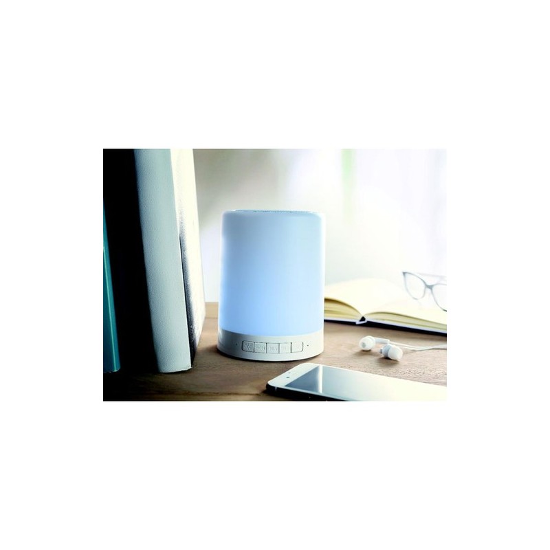 Haut-parleur sans fil personnalisé ambiance TATCHI Matières : ABS Couleurs : blanc marquage laser ultra précis