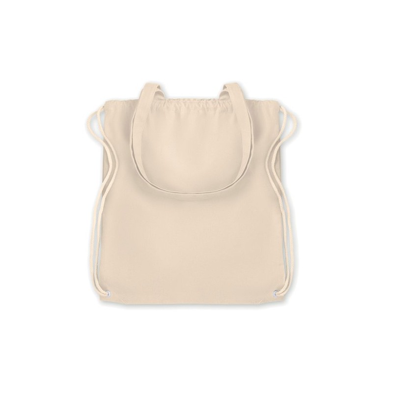 Sac Shopping Éco-responsable à Cordelette Personnalisable MOIRA Matières : coton Couleurs : beige personnalisable avec votre log
