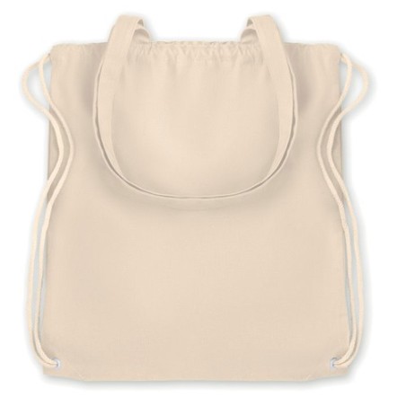 Sac Shopping Éco-responsable à Cordelette Personnalisable MOIRA Matières : coton Couleurs : beige personnalisable avec votre log