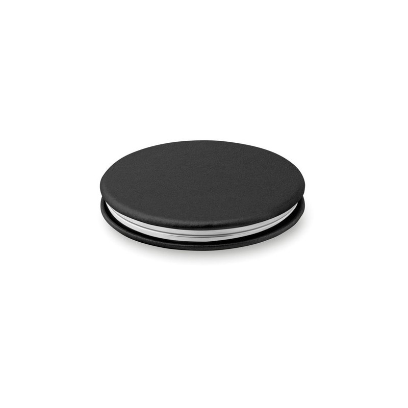 Miroir rond  en PU GLOW ROUND Matières : verre Couleurs : noir cadeau entreprise pas cher