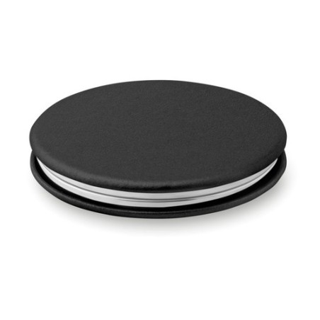 Miroir rond  en PU GLOW ROUND Matières : verre Couleurs : noir cadeau entreprise pas cher