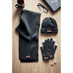 Set d'Hiver Éco-responsable en RPET 3 pièces - DENALI Matières : PET recyclé Couleurs : noir marquage laser ultra précis
