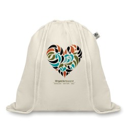 Sac à cordelette  en coton bio - ORGANIC HUNDRED Matières : coton biologique Couleurs : beige cadeau entreprise pas cher