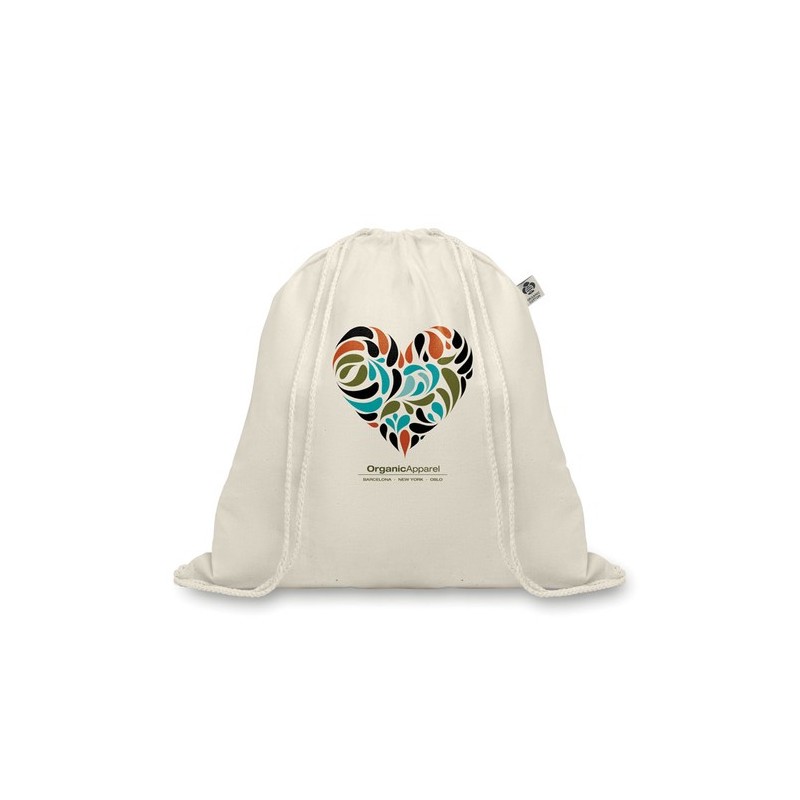Sac à cordelette  en coton bio - ORGANIC HUNDRED Matières : coton biologique Couleurs : beige cadeau entreprise pas cher