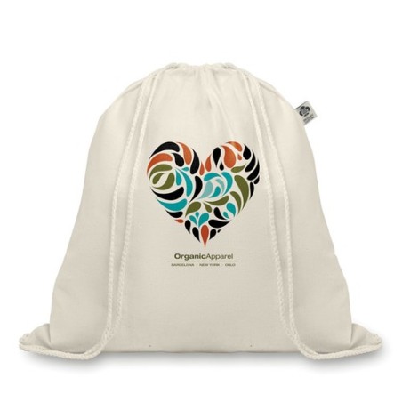 Sac à cordelette  en coton bio - ORGANIC HUNDRED Matières : coton biologique Couleurs : beige cadeau entreprise pas cher