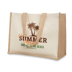 Sac de courses  en toile de jute - CAMPO DE FIORI Matières : jute Couleurs : beige impression logo haute qualité