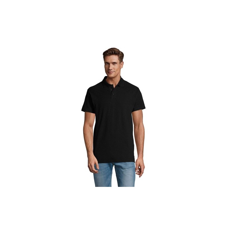 Polo Homme Personnalisé 210g Éco-responsable SPRING II Matières : coton Taille textile : L Couleurs : noir cadeau entreprise pas