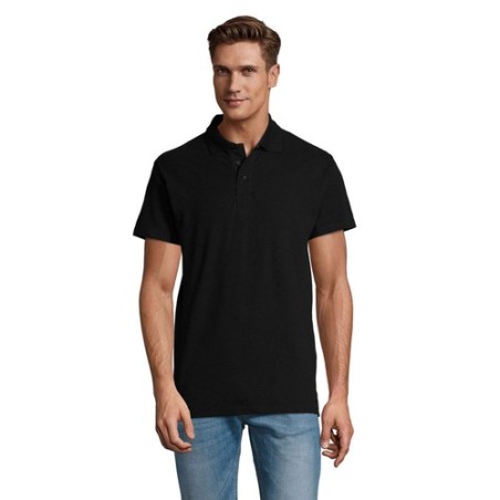 Polo Homme Personnalisé 210g Éco-responsable SPRING II Matières : coton Taille textile : L Couleurs : noir cadeau entreprise pas