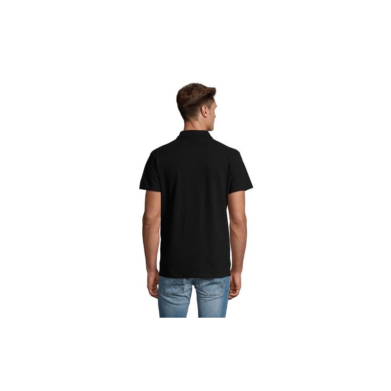 Polo Homme Personnalisé 210g Éco-responsable SPRING II Matières : coton Taille textile : L Couleurs : noir marquage laser ultra 