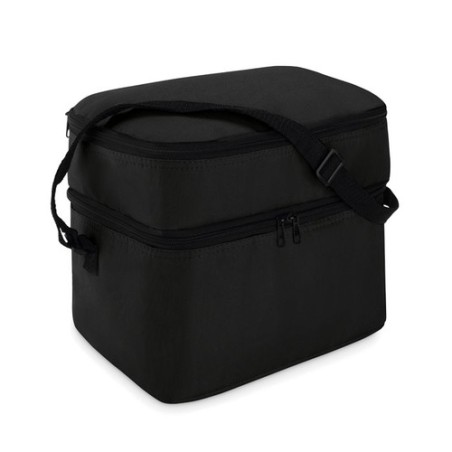 Sac isotherme personnalisé pratique à 2 compartiments CASEY Matières : polyéthylène (PE) Couleurs : noir cadeau client original