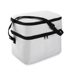 Sac isotherme personnalisé pratique à 2 compartiments CASEY Matières : polyéthylène (PE) Couleurs : blanc impression haute défin