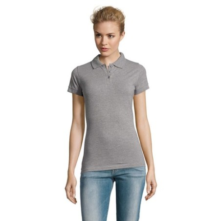 Polo Femme Personnalisable 100% Coton - SOL'S Matières : coton Taille textile : XL Couleurs : gris chiné marquage couleur éclata