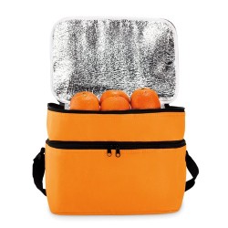 Sac isotherme personnalisé pratique à 2 compartiments CASEY Matières : polyéthylène (PE) Couleurs : orange objet publicitaire ro