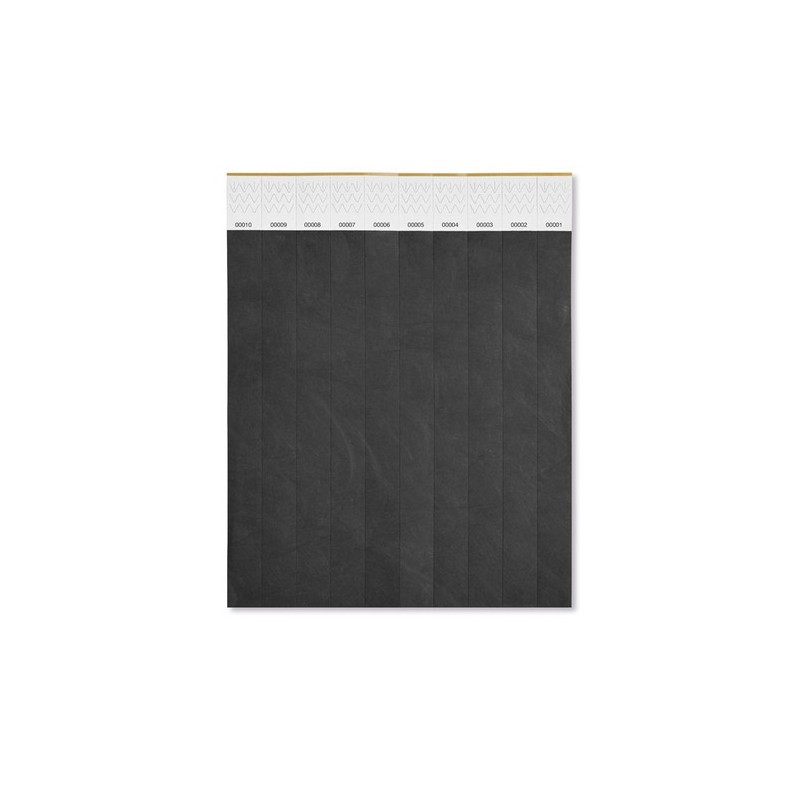 Bracelet Éco-responsable Personnalisable TYVEK® - Idéal pour Événements Matières : polyéthylène (PE) Couleurs : noir
