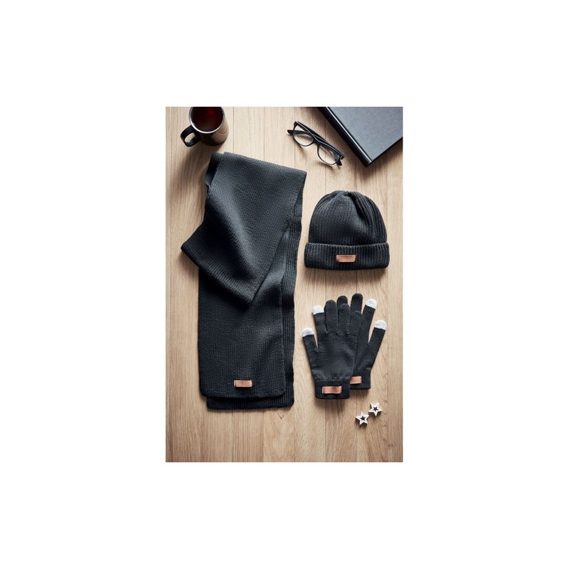 Set d'Hiver Éco-responsable en RPET 3 pièces - DENALI Matières : PET recyclé Couleurs : noir livraison express 24h 48h