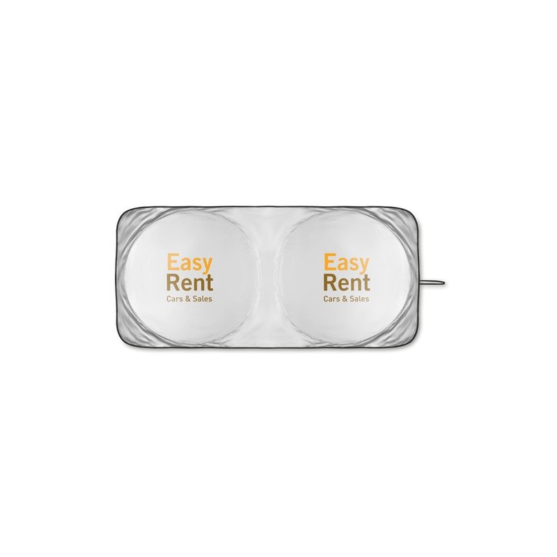 Pare-soleil pliable personnalisé OMBRA POUCH - Cadeau d'entreprise Matières : PET Couleurs : argenté mat cadeau entreprise pas c