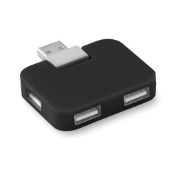 Hub USB 4 Ports Personnalisé SQUARE - Accessoire High-Tech pas cher Matières : ABS Couleurs : noir