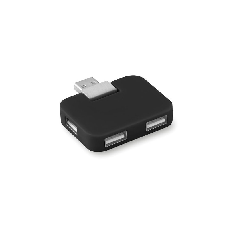 Hub USB 4 Ports Personnalisé SQUARE - Accessoire High-Tech pas cher Matières : ABS Couleurs : noir