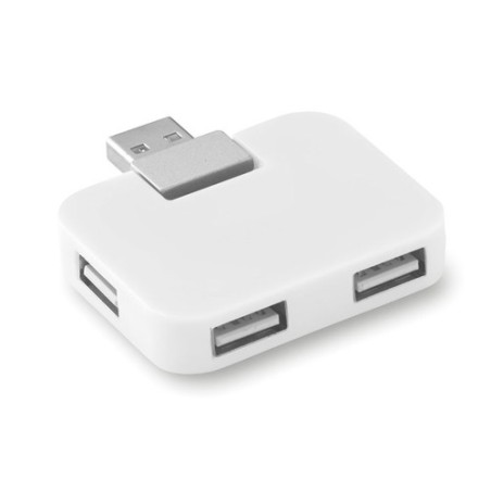 Hub USB 4 Ports Personnalisé SQUARE - Accessoire High-Tech pas cher Matières : ABS Couleurs : blanc personnalisable avec votre l