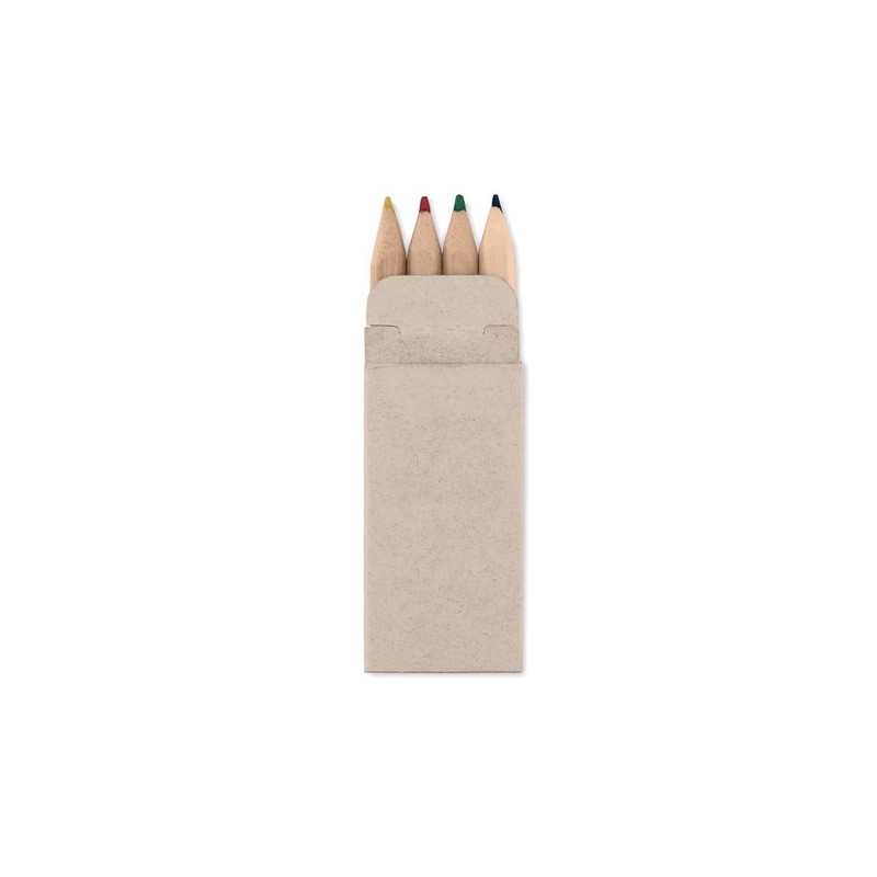 Mini Crayons de Couleur Personnalisés 4 Couleurs PETIT ABIGAIL Matières : bois Couleurs : beige