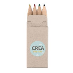 Mini Crayons de Couleur Personnalisés 4 Couleurs PETIT ABIGAIL Matières : bois Couleurs : beige impression haute définition