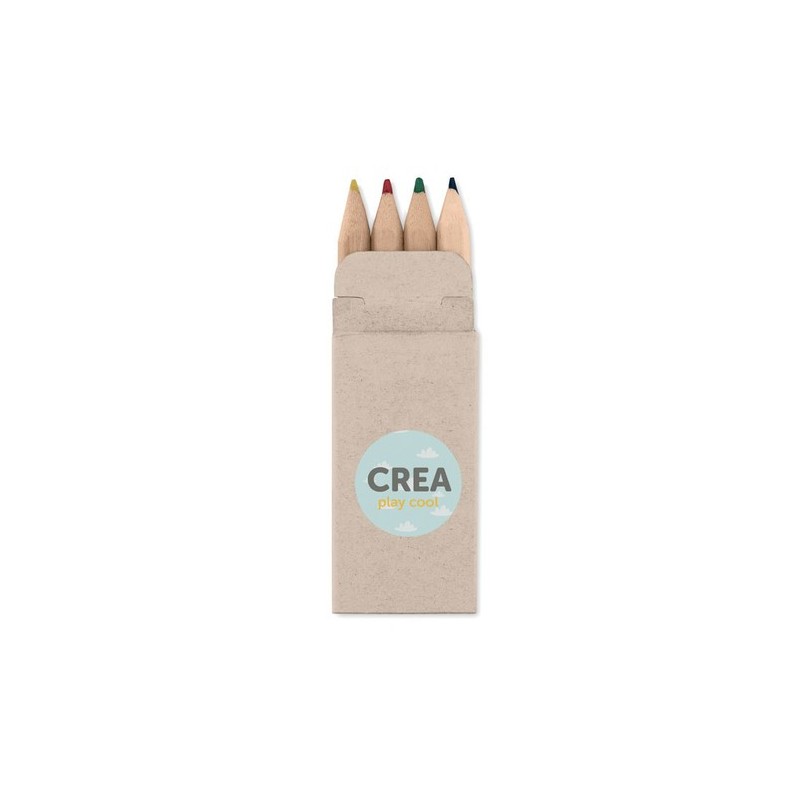Mini Crayons de Couleur Personnalisés 4 Couleurs PETIT ABIGAIL Matières : bois Couleurs : beige impression haute définition