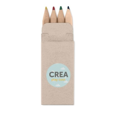 Mini Crayons de Couleur Personnalisés 4 Couleurs PETIT ABIGAIL Matières : bois Couleurs : beige impression haute définition