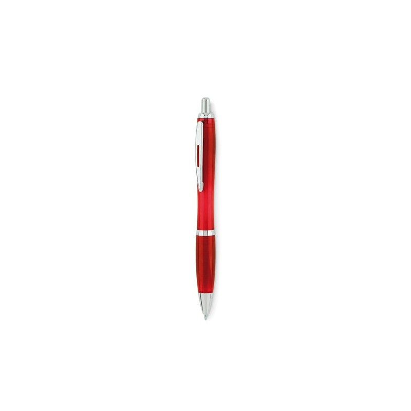 Stylo à bille  en RPET pratique personnalisé RIO Matières : PET recyclé Couleurs : rouge transparent goodies publicitaire événem