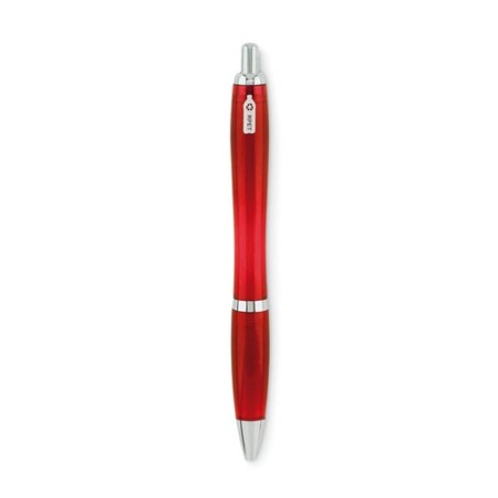 Stylo à bille  en RPET pratique personnalisé RIO Matières : PET recyclé Couleurs : rouge transparent impression logo haute quali