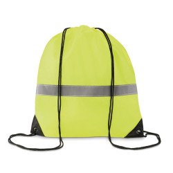 Sac à cordons réfléchissant personnalisé avec bandes réfléchissantes - Objets Publicitaires Matières : polyéthylène (PE) Couleur