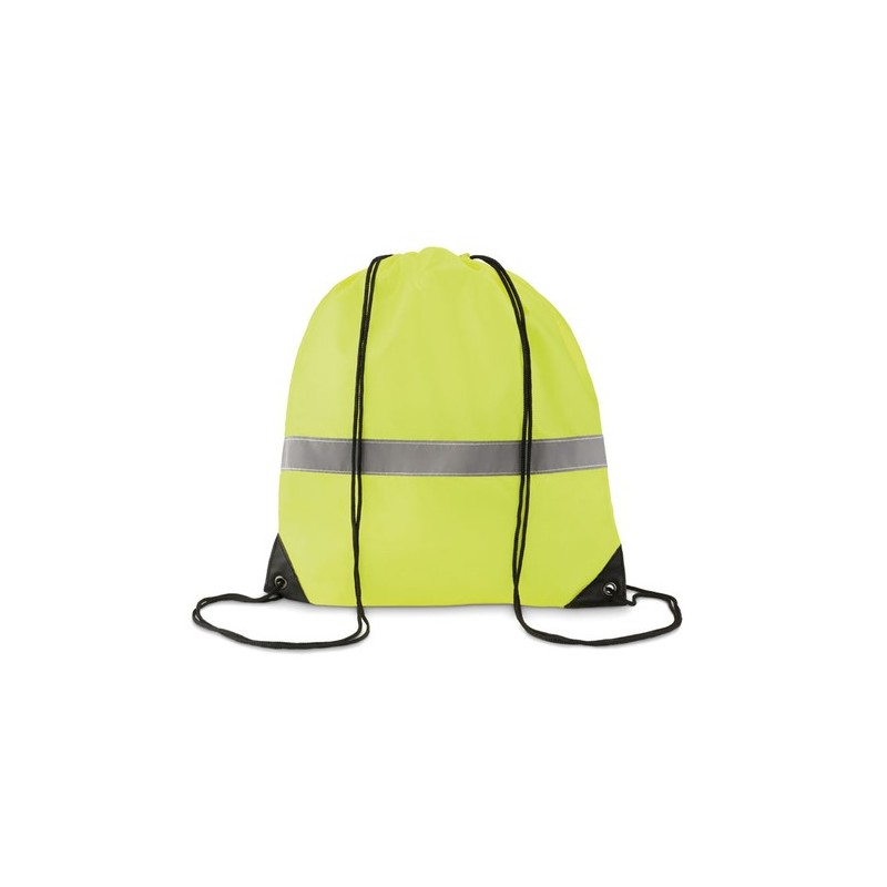 Sac à cordons réfléchissant personnalisé avec bandes réfléchissantes - Objets Publicitaires Matières : polyéthylène (PE) Couleur