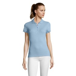 Polo Femme Éco-responsable 170g PASSION Matières : coton Taille textile : L Couleurs : bleu ciel pur cadeau collaborateur premiu