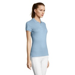 Polo Femme Éco-responsable 170g PASSION Matières : coton Taille textile : L Couleurs : bleu ciel pur cadeau collaborateur premiu