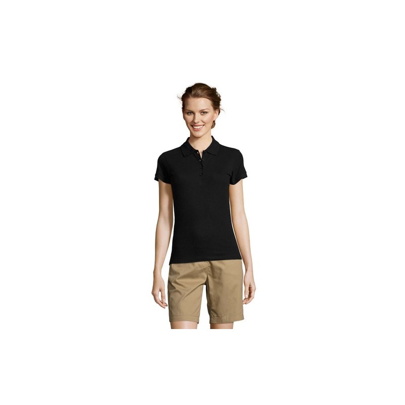 Polo Éco-responsable et Confortable pour Femme - PEOPLE PEOPLE Matières : coton Taille textile : L Couleurs : noir objet publici