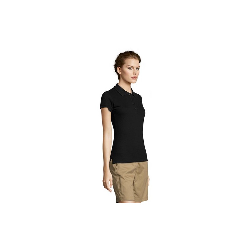 Polo Éco-responsable et Confortable pour Femme - PEOPLE PEOPLE Matières : coton Taille textile : L Couleurs : noir goodies publi