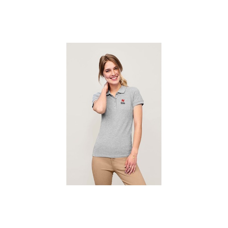 Polo Éco-responsable et Confortable pour Femme - PEOPLE PEOPLE Matières : coton Taille textile : L Couleurs : noir personnalisat