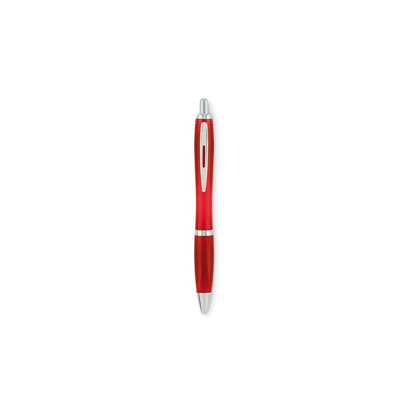 Stylo à bille  en RPET pratique personnalisé RIO Matières : PET recyclé Couleurs : rouge transparent personnalisation sur mesure