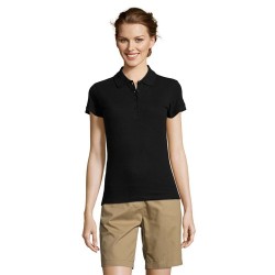 Polo Éco-responsable et Confortable pour Femme - PEOPLE PEOPLE Matières : coton Taille textile : XL Couleurs : noir marquage cou