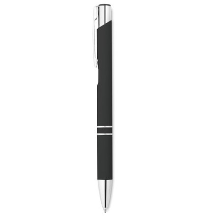 Stylo bille poussoir personnalisé finition AOSTA Matières : aluminium Couleurs : noir